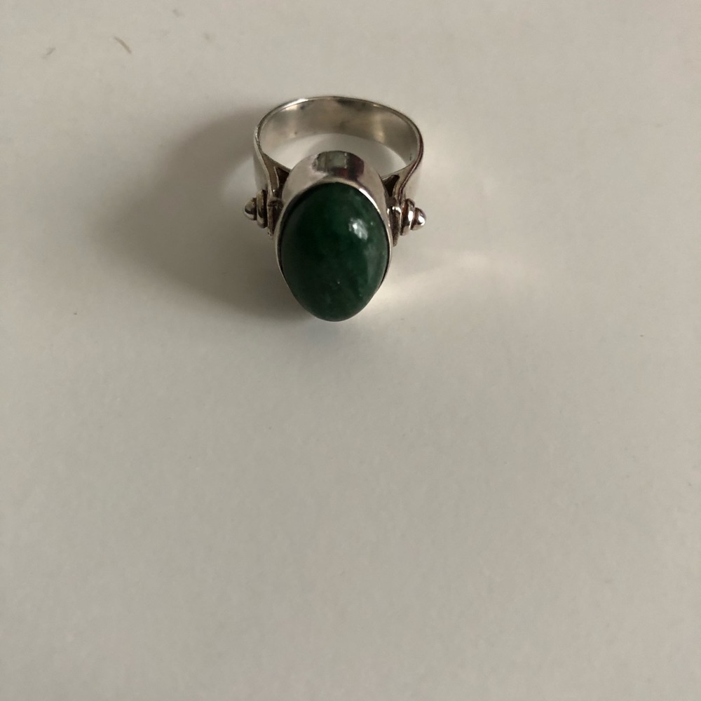 Stamped sterling silver and turquoise ring - Picture 2 of 3